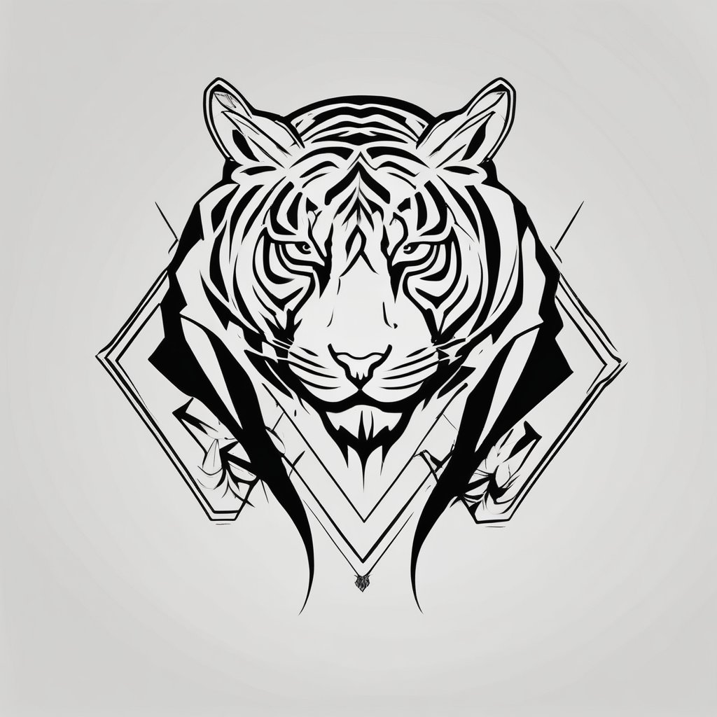 tiger and a hawk eye face together hawk-tuah, design de tatouage Minimaliste généré par IA