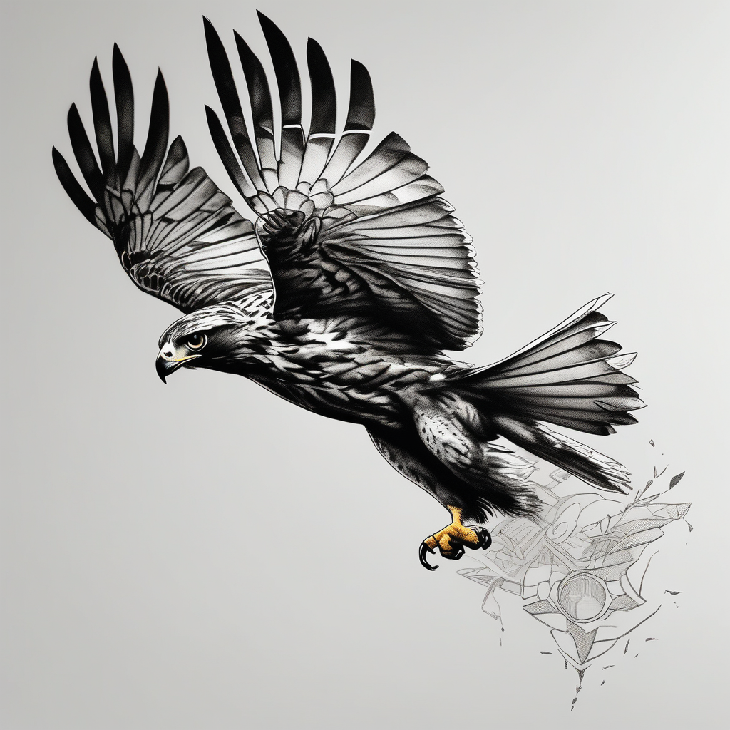 hawk in flight hawk-tuah, AI-generated Realistic tattoo design