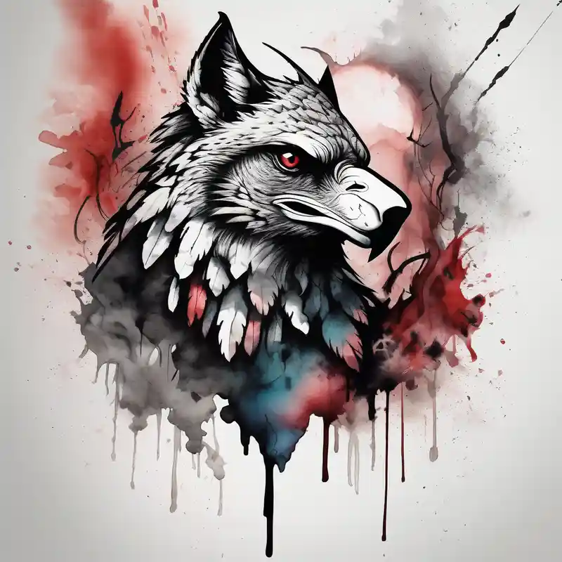 watercolor style Ideas de Tatuajes de Lobos para 2025 & Generar gratis about Black and grey tattoo of a Hawk beside a wolf in nature hawk-tuah and Black and grey tattoo of a Hawk beside a wolf in nature hawk-tuah