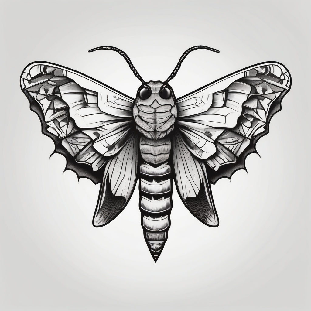 Death hawk moth hawk-tuah, AI-generated Cartoon tattoo design