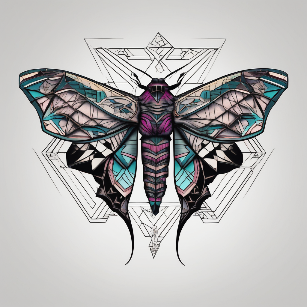Death hawk moth hawk-tuah, AI-generated Geometric tattoo design