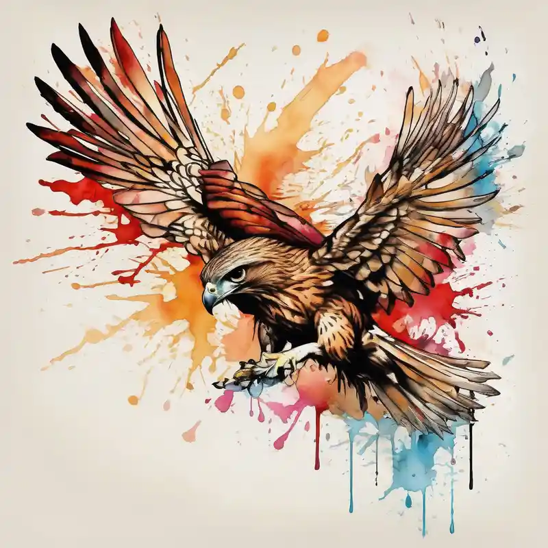 hawk diving – Watercolor, Black and white