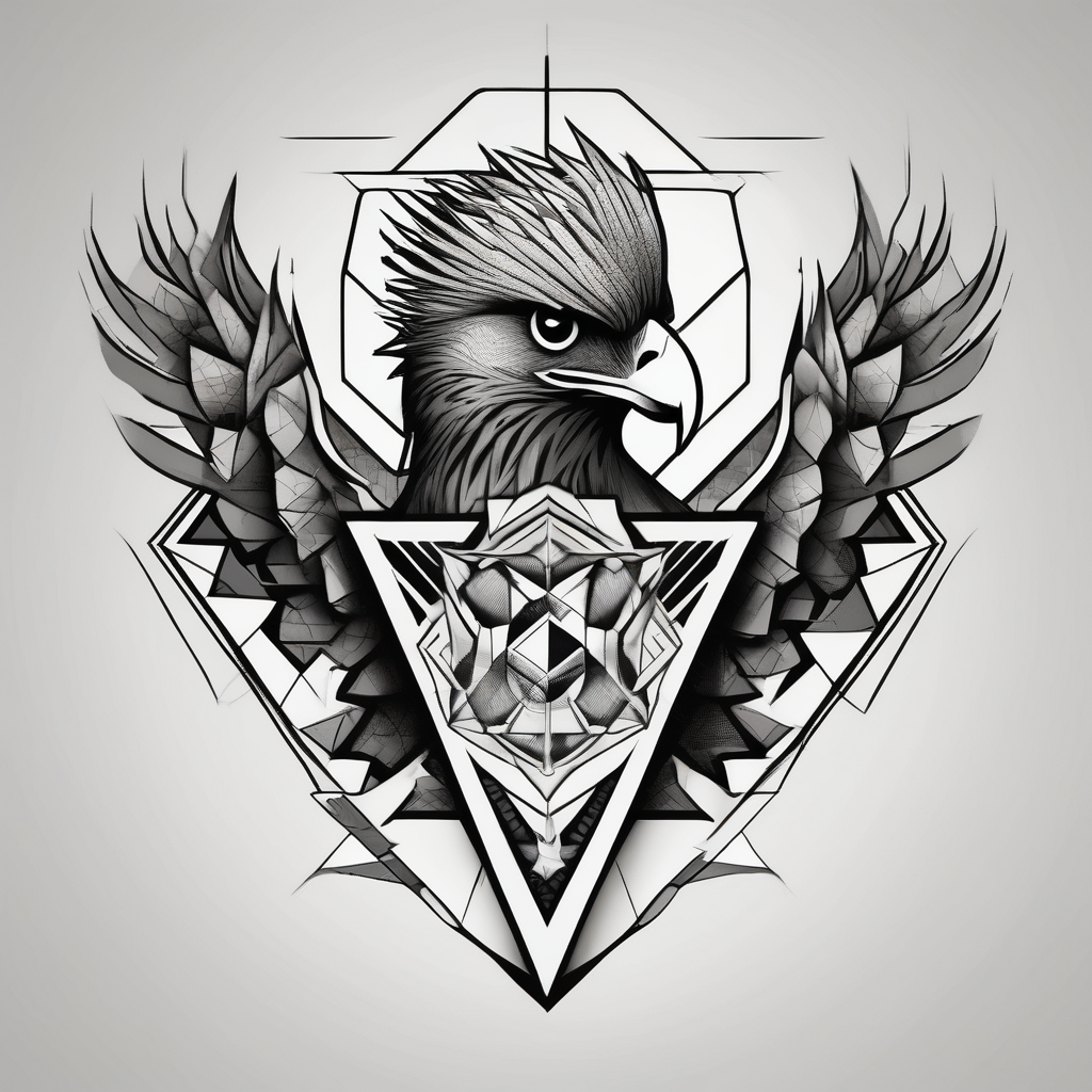 Hawk holding a trophy 2024 hawk-tuah, AI-generated Geometric tattoo design