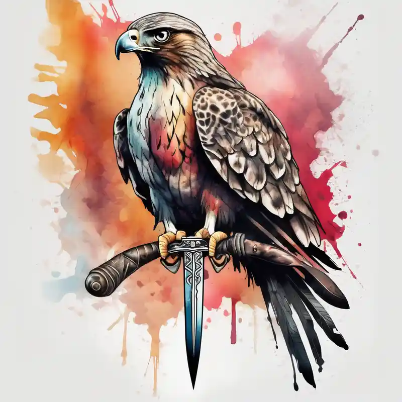 Hawk on sword