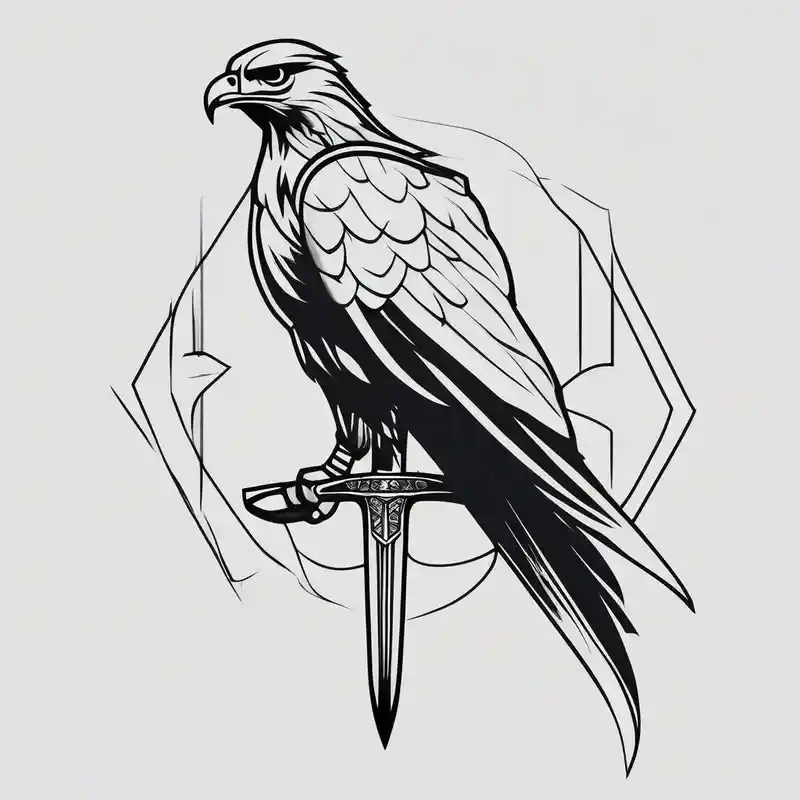 Hawk on sword – ミニマル, 白黒