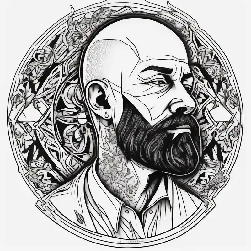 bald heartbroken man closeup van dyke with soul patch – Blackwork, Blanco y negro