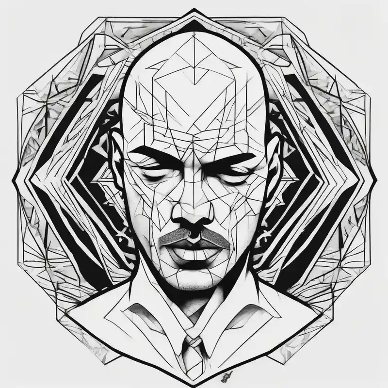bald heartbroken man closeup van dyke with soul patch – Geométrico, Colores vivos