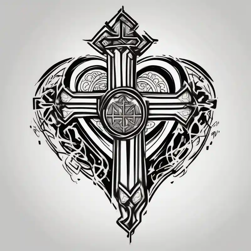 Heartbroken wit a cross and a heart that say destiny – Japonés, Colores vivos