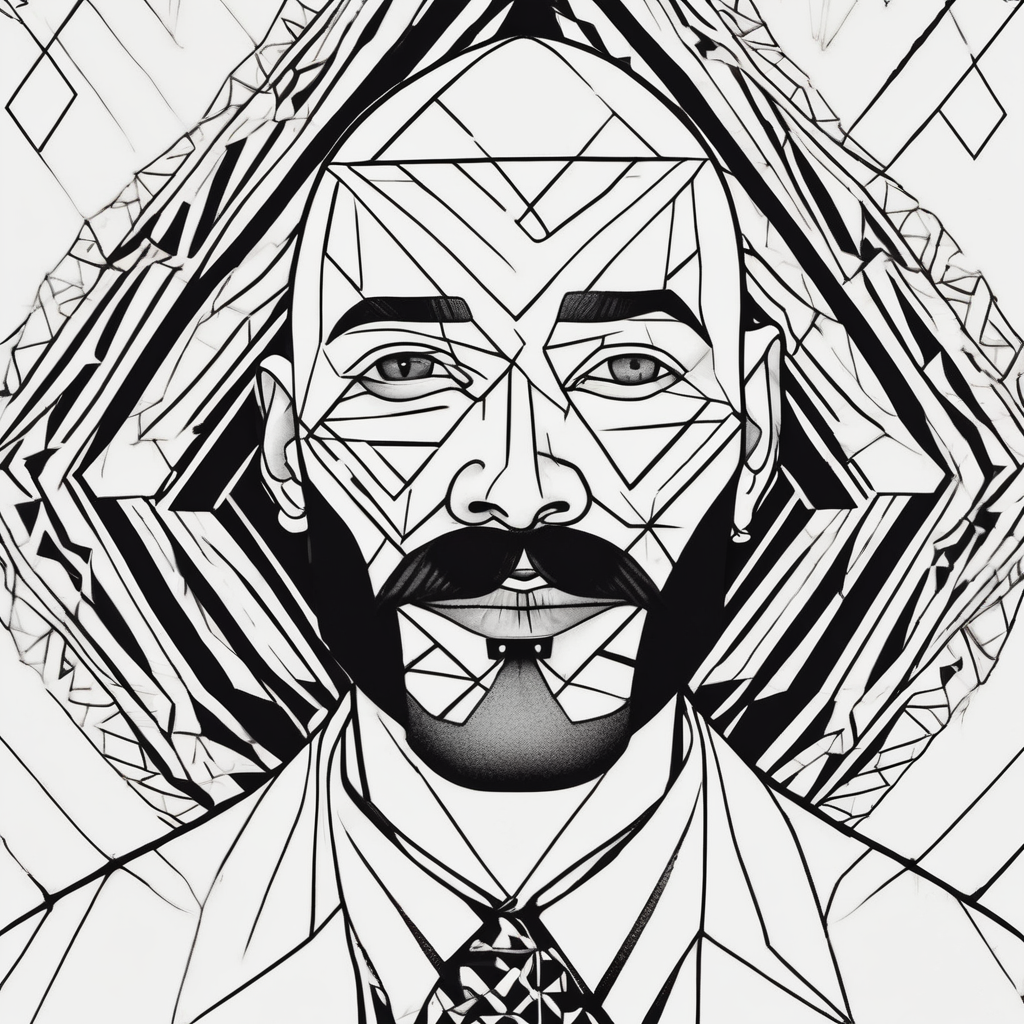 bald heartbroken man closeup van dyke goatee, AI-generated Geometric tattoo design