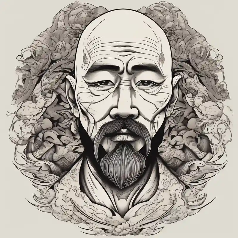bald heartbroken man closeup van dyke goatee