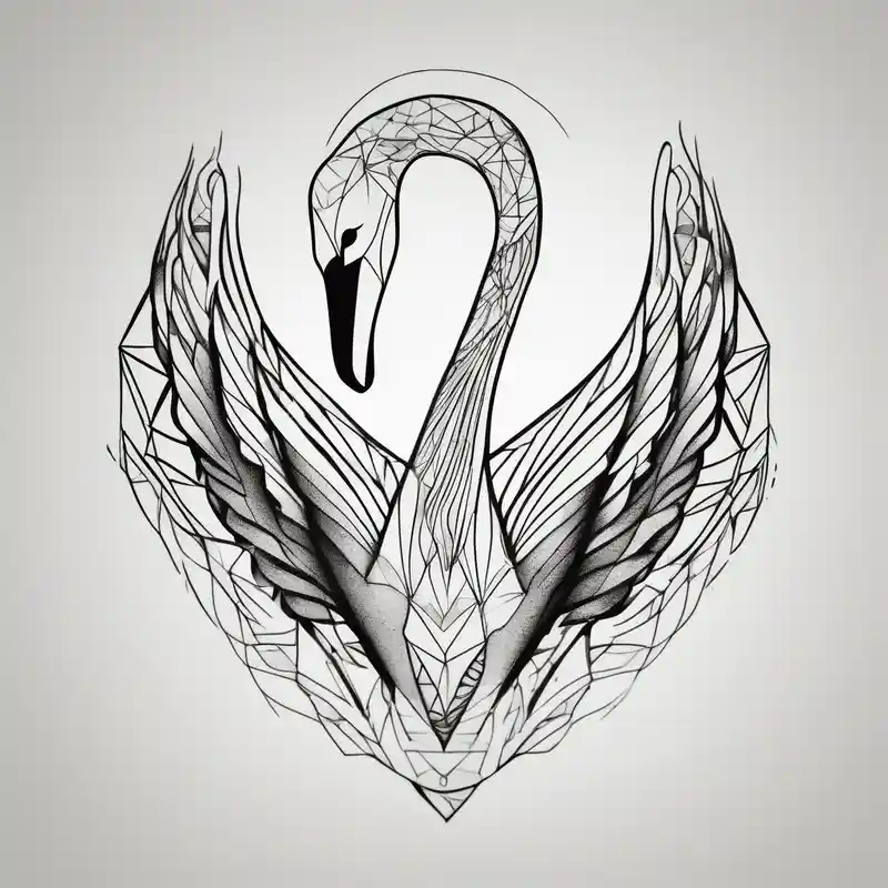 Contour of a swan, that has some Georgian words in it : including: სიცარიელე, იმედი, ამბავი. Heartbroken swan drown as all in – Geométrico, Colores vivos