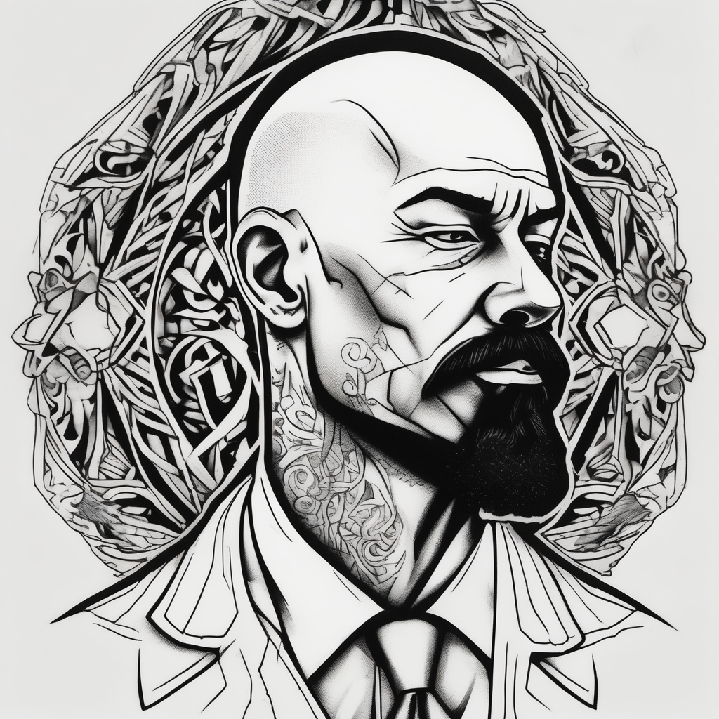 bald heartbroken man closeup van dyke goatee, diseño de tatuaje Blackwork generado con IA