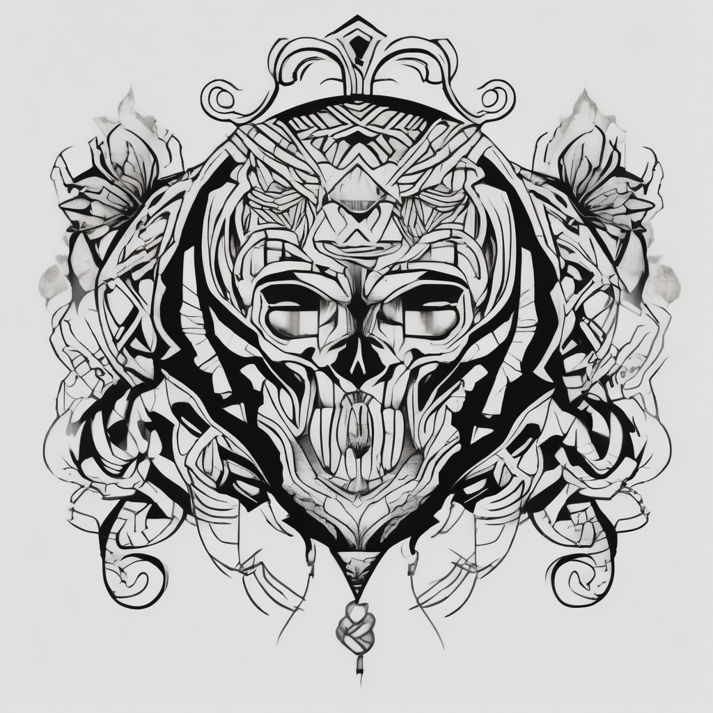 depression, heartbroken, bi-polar, lonely, AI-generated Blackwork tattoo design