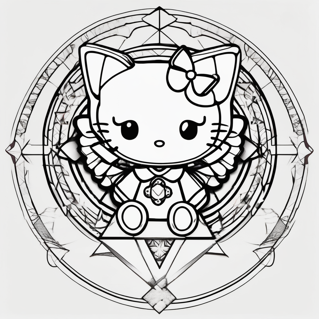 hello kitty angel with halo hello-kitty, AI-generated Geometric tattoo design