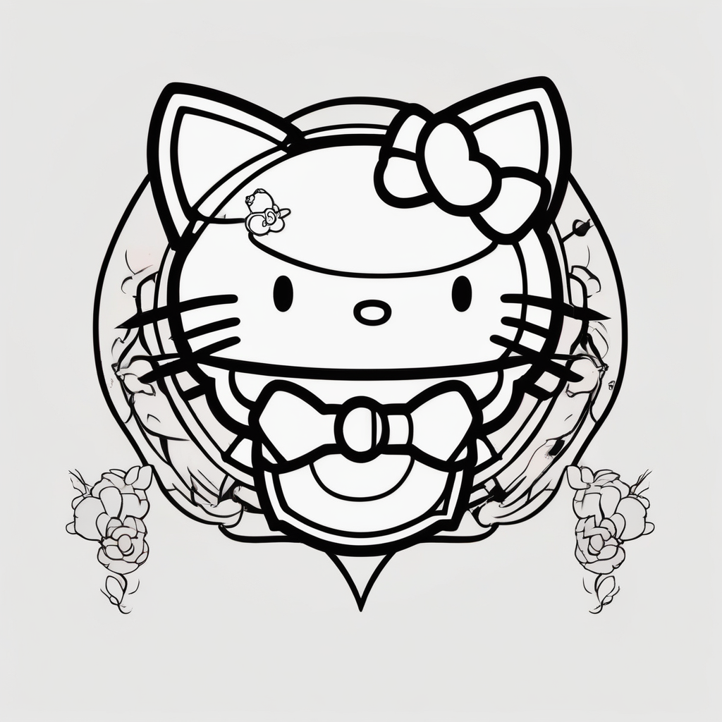 Hello kitty and girly cartoon caracters hello-kitty, AI-generated Minimalist tattoo design