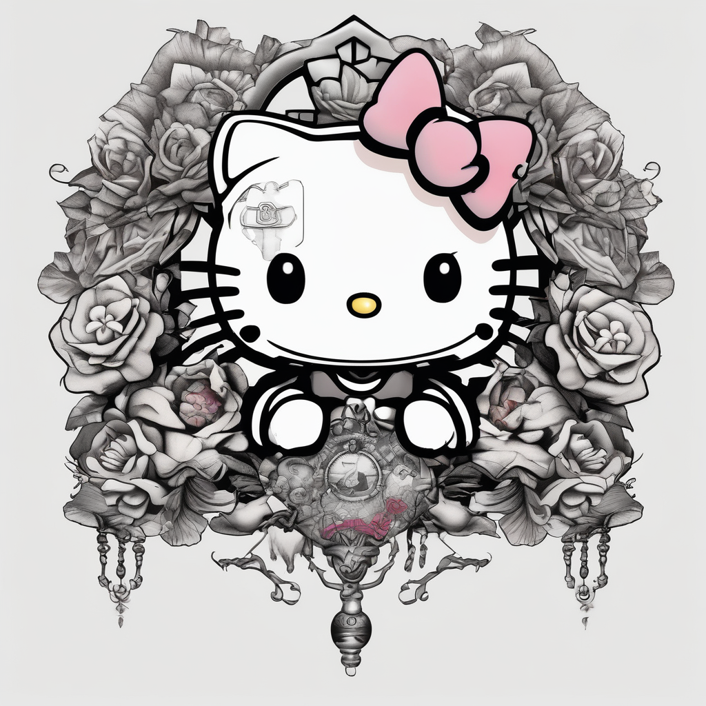 Hello kitty and friends hello-kitty, AI-generated Realistic tattoo design
