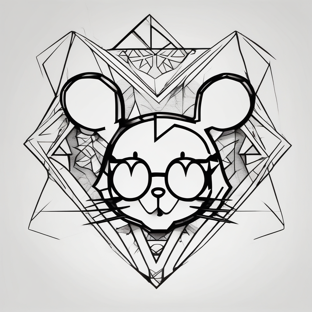 hello kitty with mickey mouse hello-kitty, AI-generated Geometric tattoo design