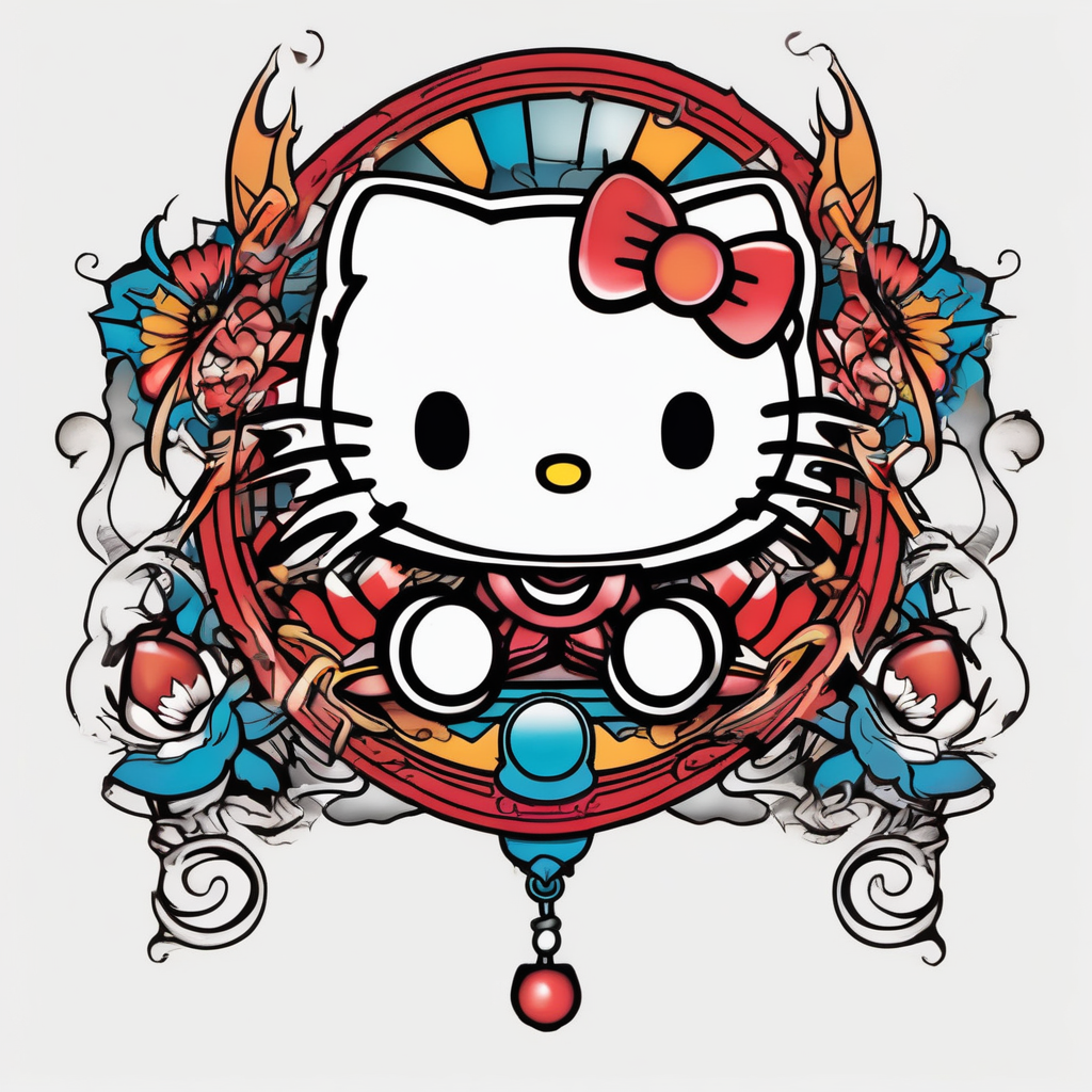 Hello kitty hello-kitty, AI-generated Old School tattoo design