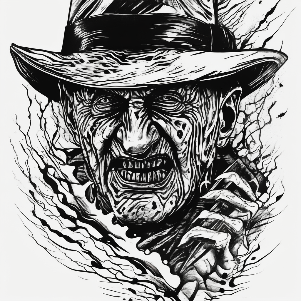 Realistic horror movie Freddy Krueger, diseño de tatuaje Surrealista generado con IA