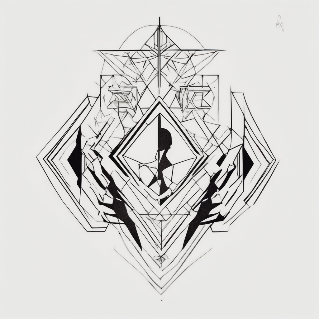 Minimal flash tattoo of two people that illustrates the meaning of the word SONDER hummingbird-meaning, AI-generated Geometric tattoo design