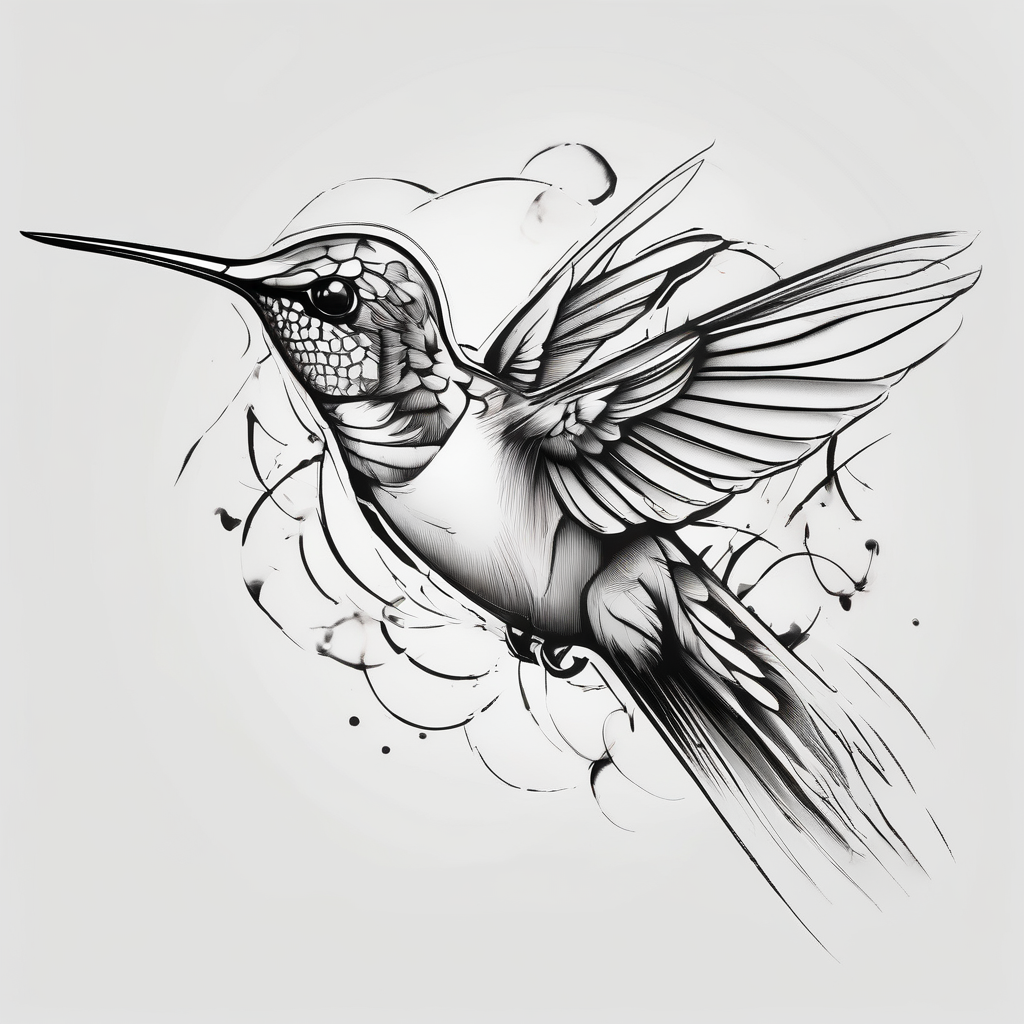 Hummingbird FACE, design de tatouage Croquis généré par IA