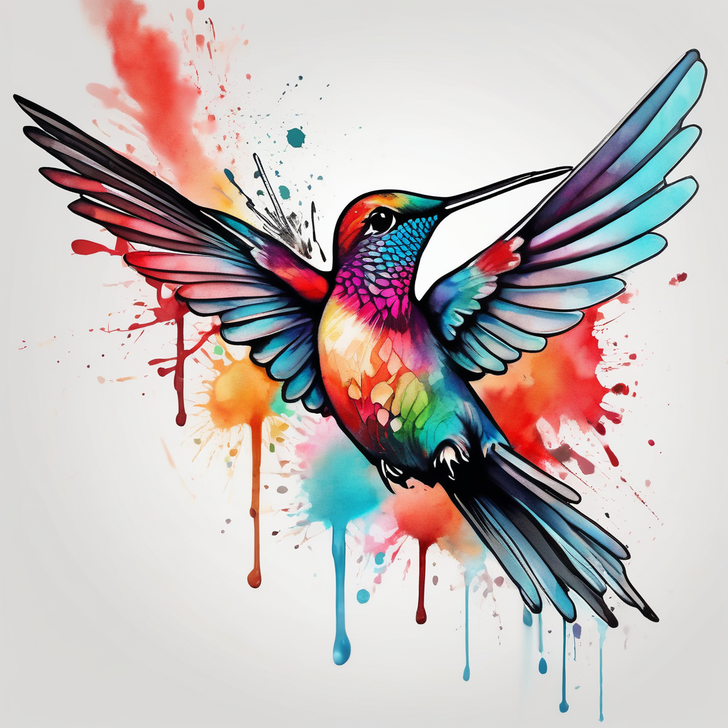 Hummingbird, design de tatouage Aquarelle généré par IA