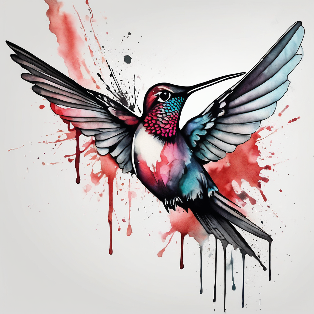 Hummingbird FACE, design de tatouage Aquarelle généré par IA