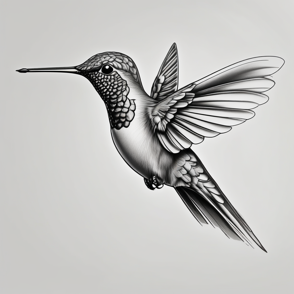 elegant hummingbird, design de tatouage Réaliste généré par IA