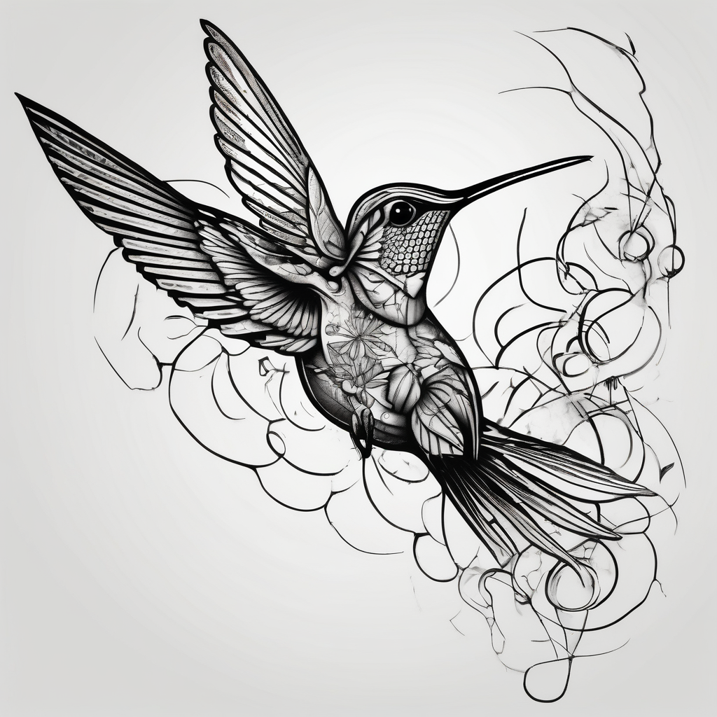 Hummingbird Flight, design de tatouage Surréaliste généré par IA