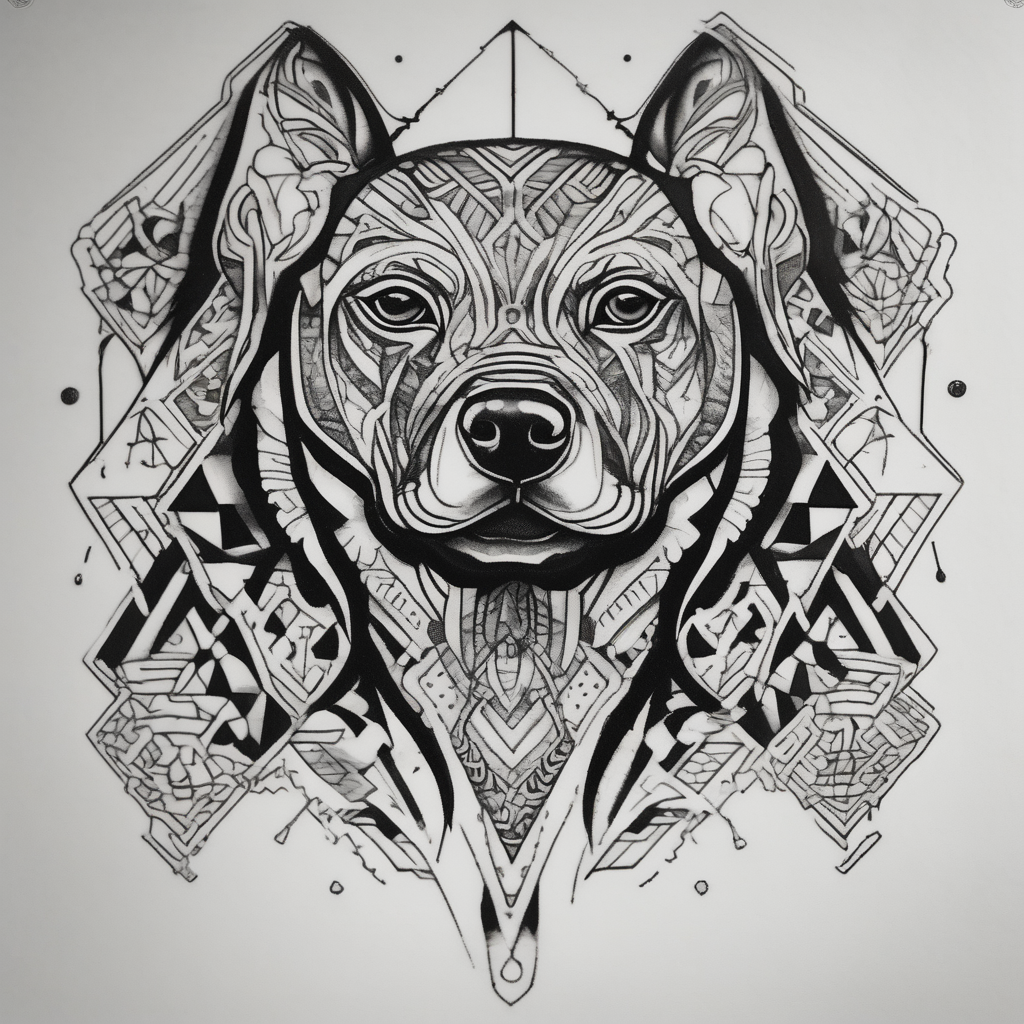 Irish non-religious, dogs(AIが生成したブラックワークスタイルのタトゥーデザイン)