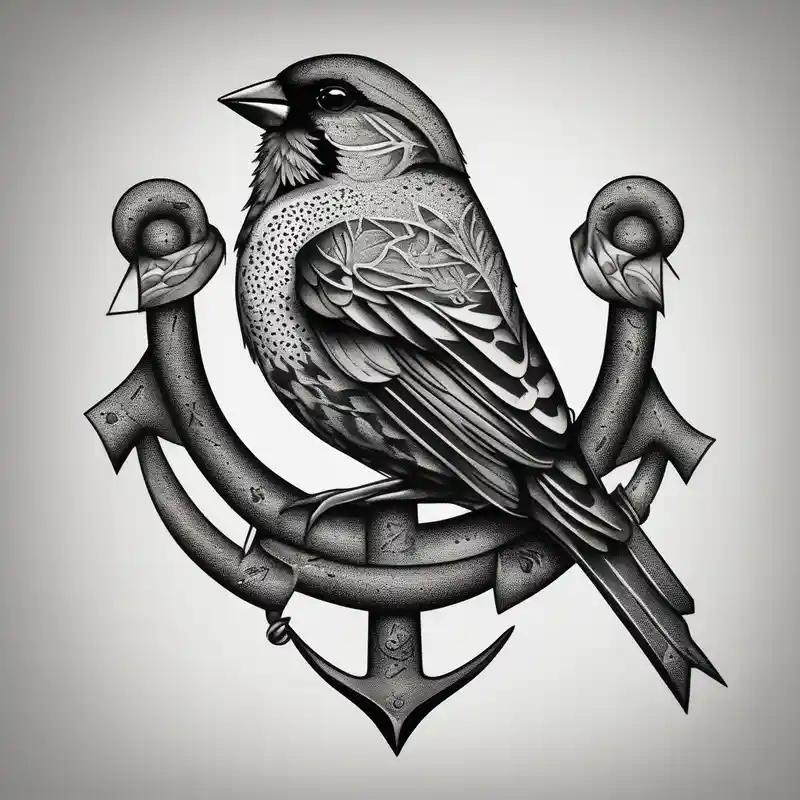 sparrow with anchor sailor type – ドットワーク, 白黒