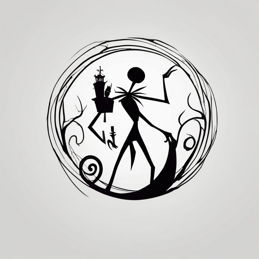 nightmare before christmas jack in prison jack-sparrow(AIが生成したミニマルスタイルのタトゥーデザイン)