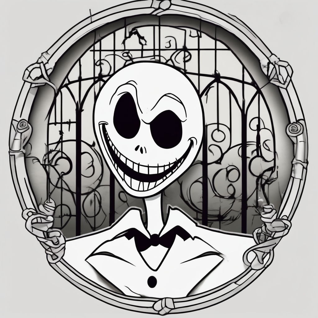 nightmare before christmas jack in prison jack-sparrow(AIが生成したカートゥーンスタイルのタトゥーデザイン)