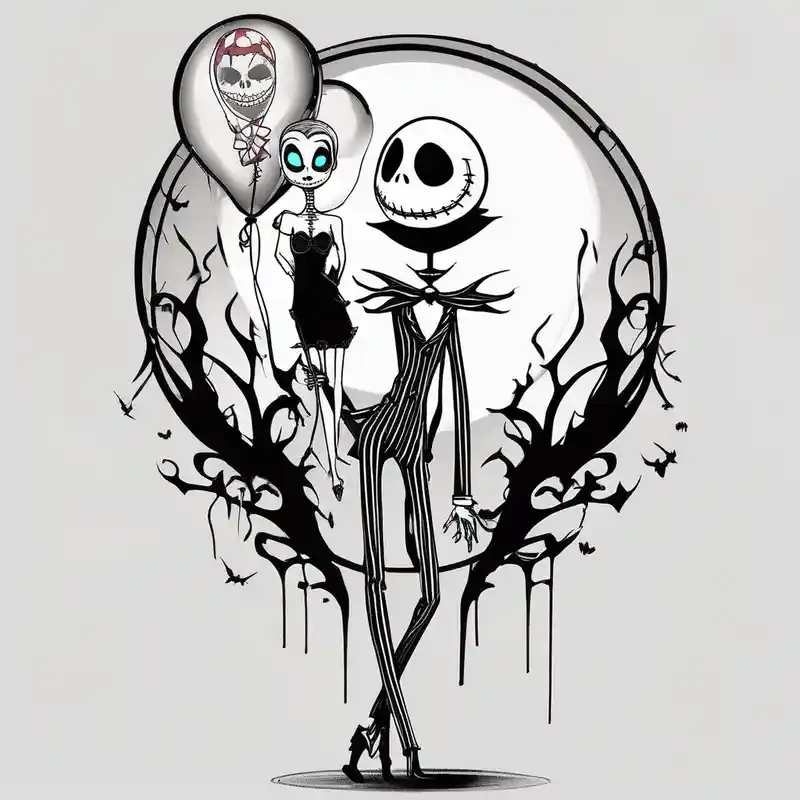 Sally holding a ballon with jack skellignton's face – オールドスクール, カラフル