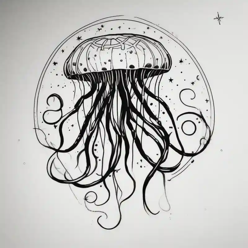Small jellyfish with Scorpio Star constellation behind it