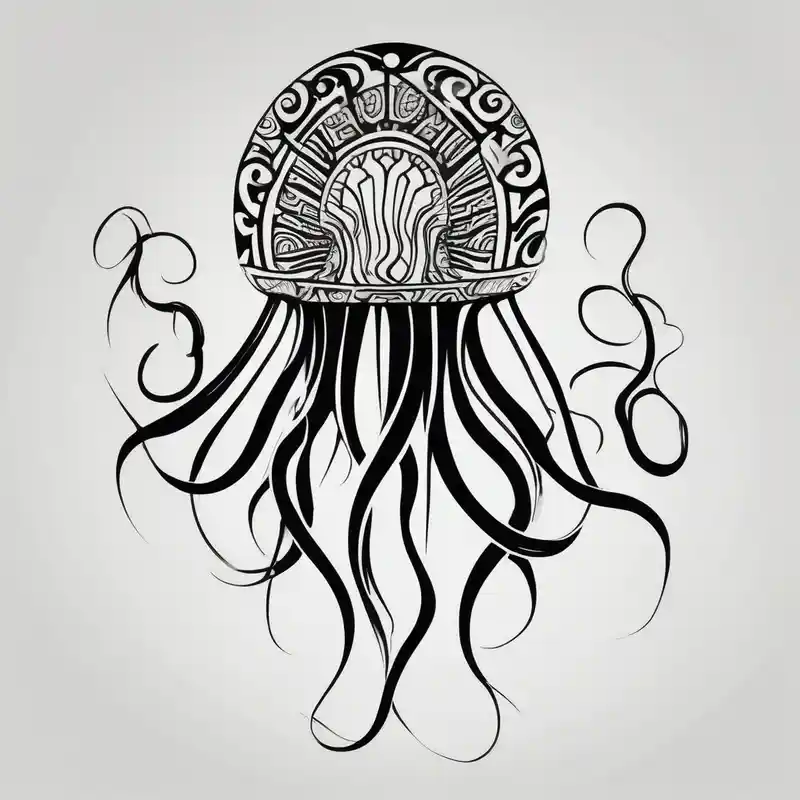 Jellyfish with super long tentacles – Tribal, Vibrant color