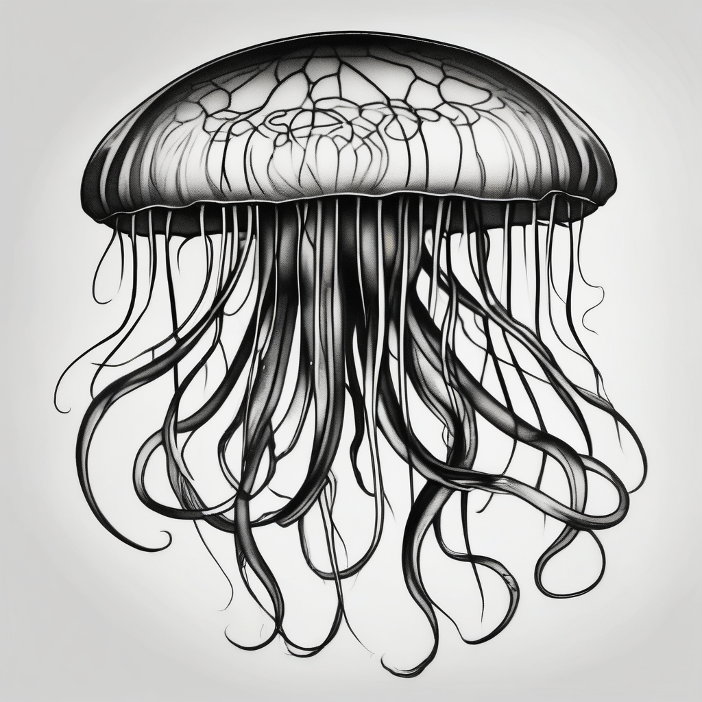 Delicate jellyfish long thin, diseño de tatuaje portrait generado con IA