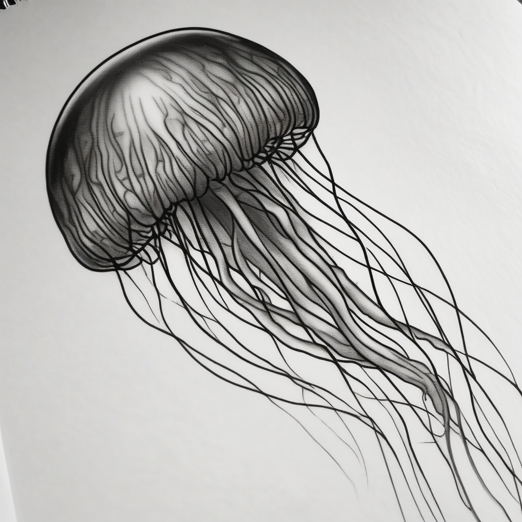 Delicate jellyfish long thin, AI-generated Realistic tattoo design