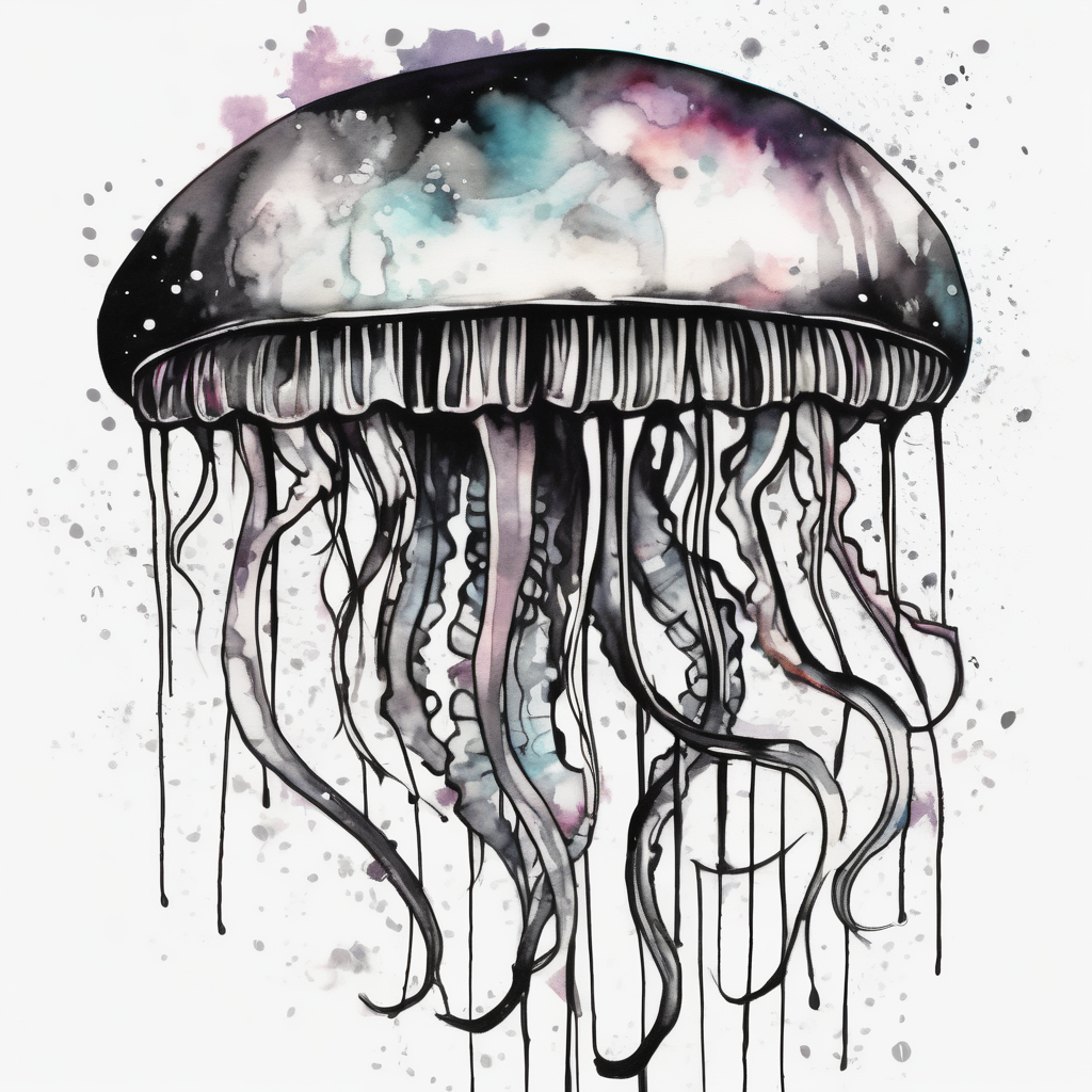 Galaxy jellyfish, AI-generated Watercolor tattoo design