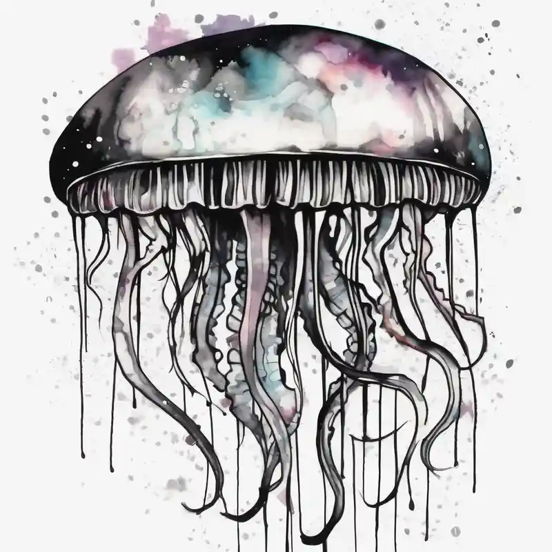 Galaxy jellyfish – Watercolor, Black and white