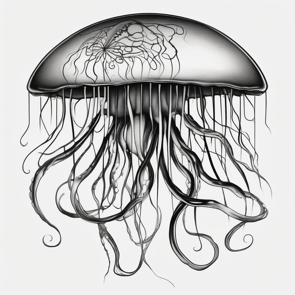 Delicate jellyfish long thin, AI-generated Surreal tattoo design