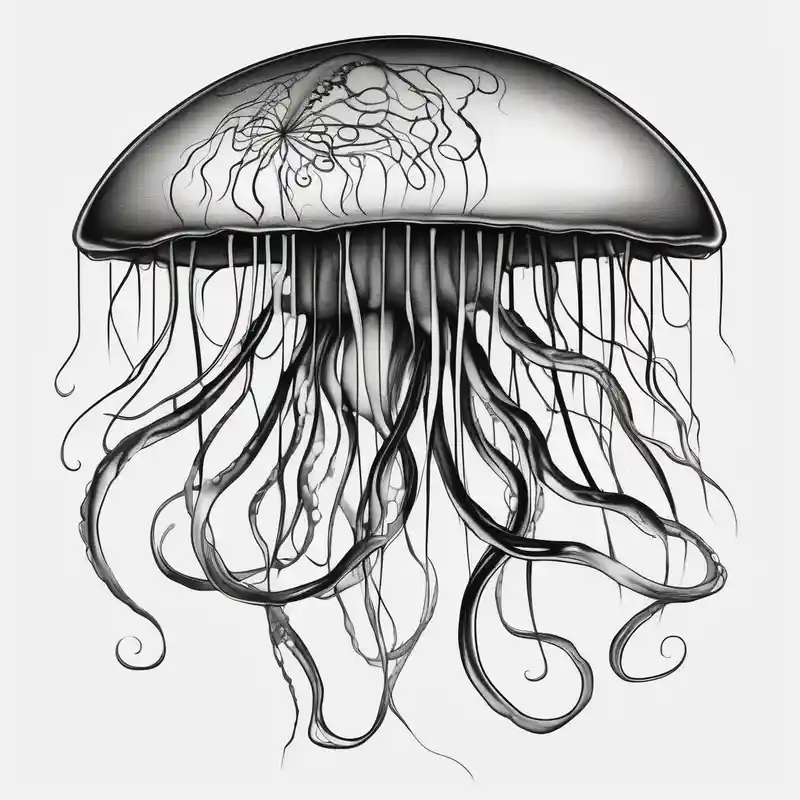Delicate jellyfish long thin – Surreal, Black and white