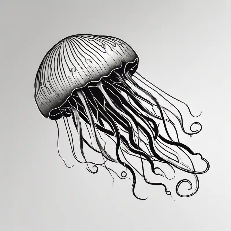 Small jellyfish – 3d, Black and white