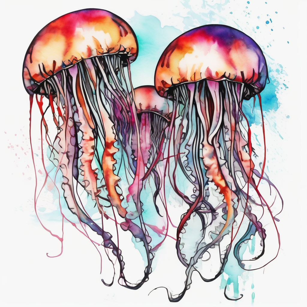 Jellyfish, AI-generated Watercolor tattoo design