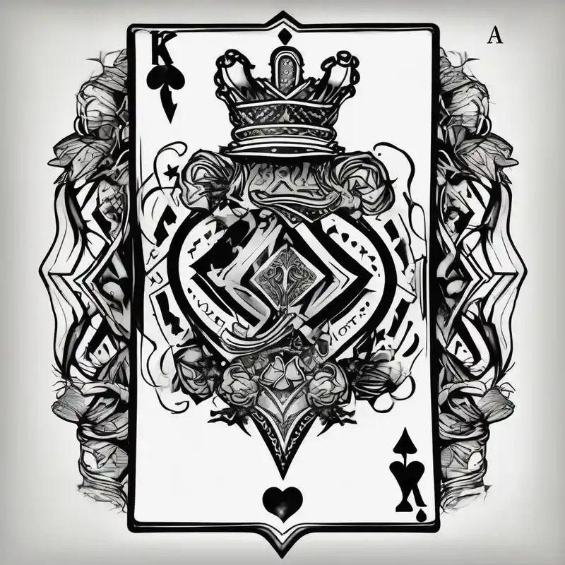 Only Two cards, king of hearts with the K in the middle of the card and hearts in the corners and the Ace of spades behind it – Blanco y negro, Colores vivos