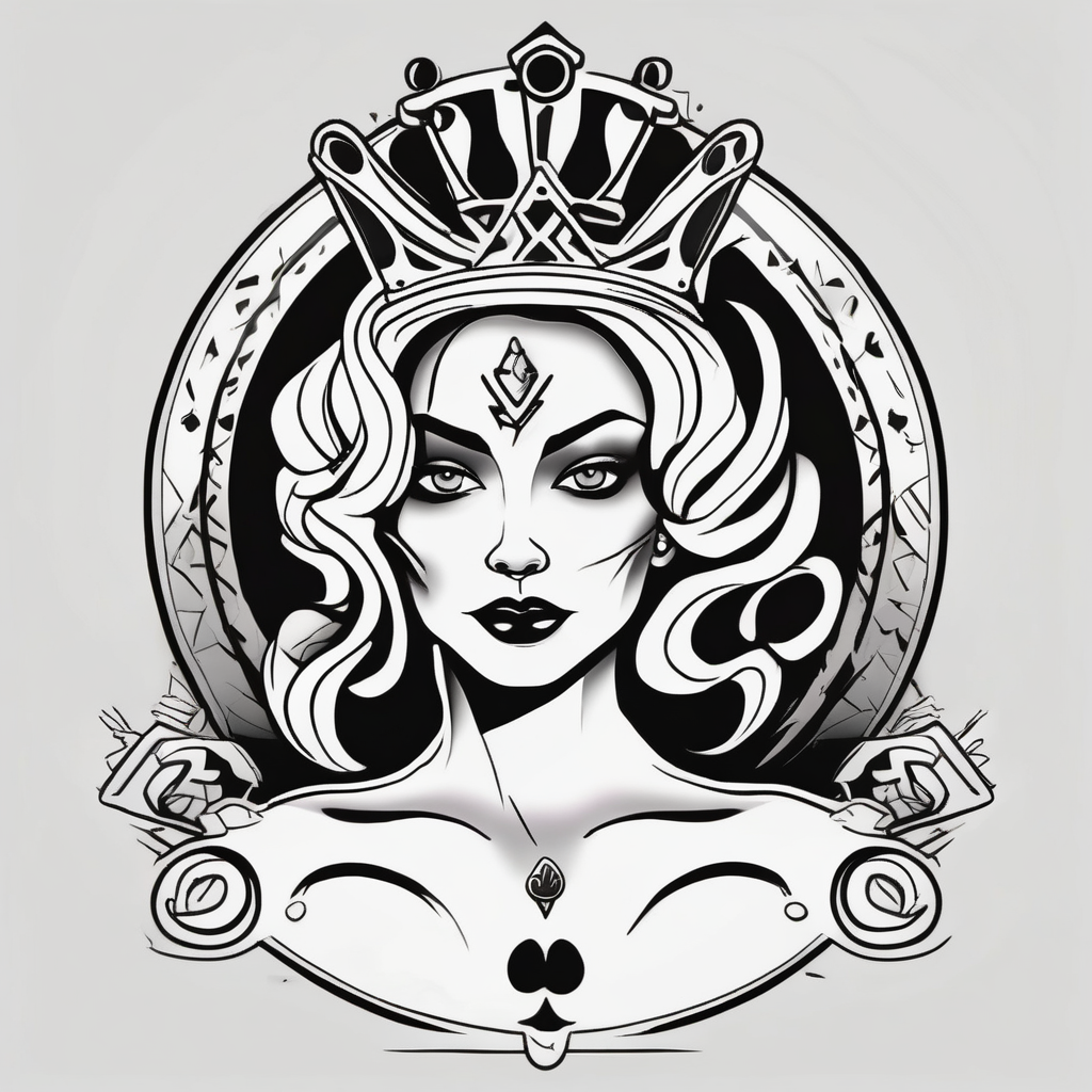 queen of spades,bbc word king-and-queen, diseño de tatuaje Cartoon generado con IA