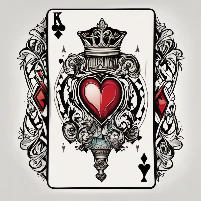 Only Two cards, king of hearts with the K in the middle of the card and hearts in the corners and the Ace of spades behind it