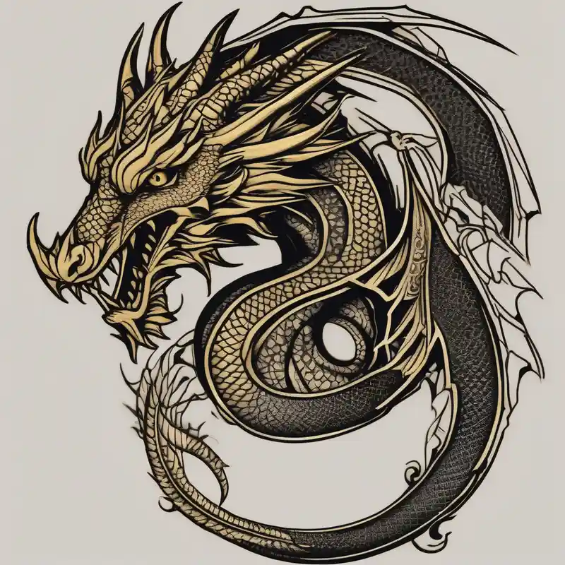 I want a dragon tattoo In gold and black for the story of koi fish tattoo – Blackwork, Vibrant color