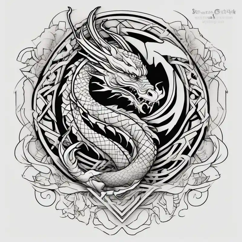 Dragon polynesian, water, koi, half sleeve, cross