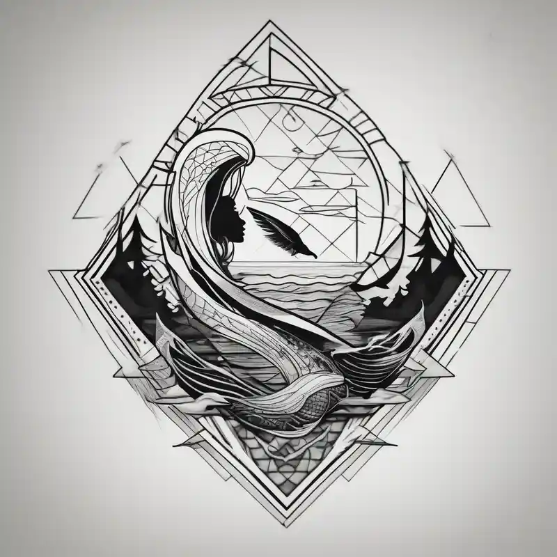 Lake, mermaid, surfing, fishing